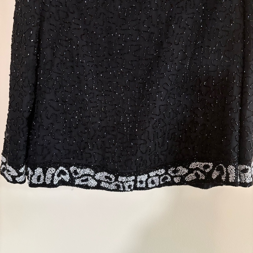 Landmark 100% Silk Hand-Beaded Evening Jacket – Black & White Medium/Large - Picture 6 of 10